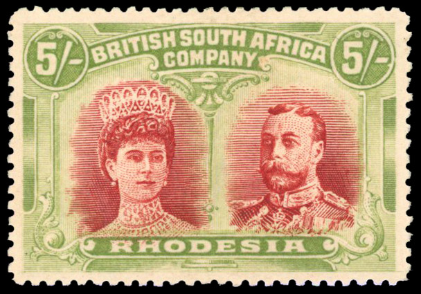 Rhodesia 1910-13 5s crimson and yellow-green perf 14