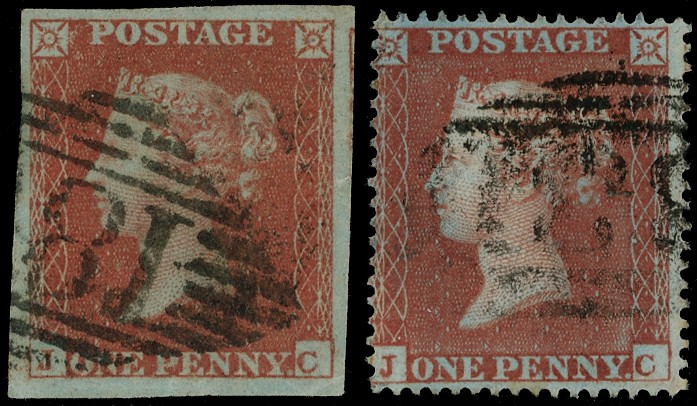 1841 1d Red-brown Pl.176. (Alphabet II) Matched pair