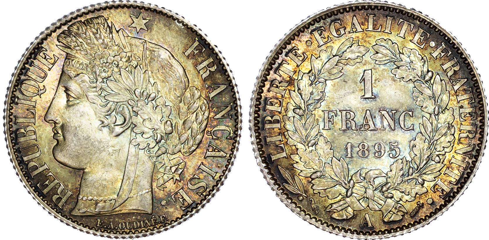 France, Third Republic, silver Franc, 1895, Paris mint