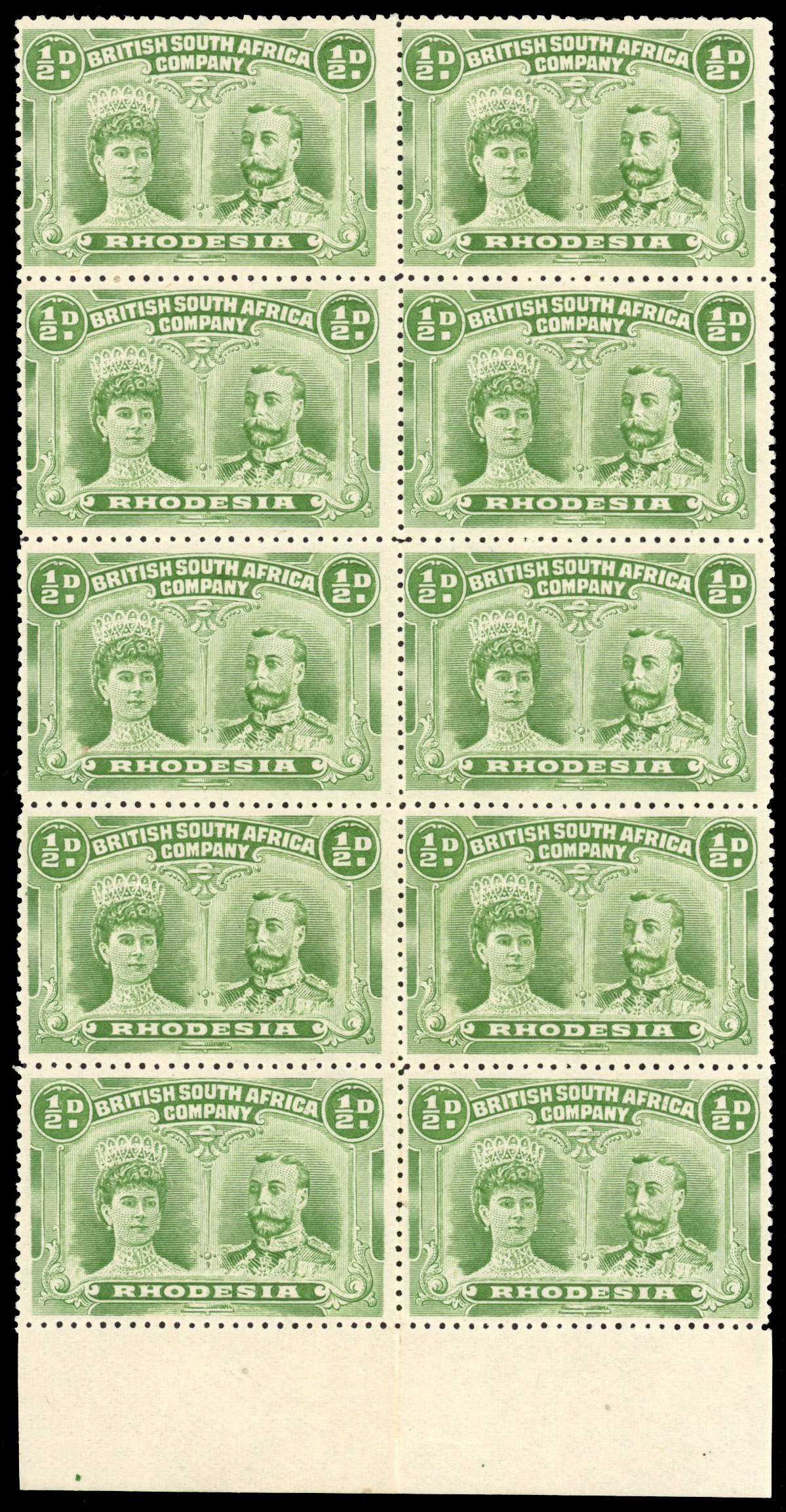 ½d dull green SG 122 block of ten mint