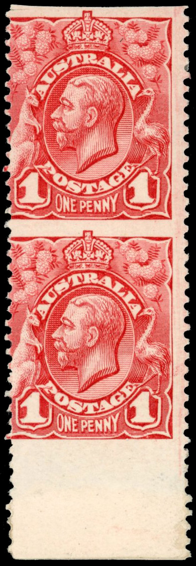 Australia 1913-14 SG 17b 1d red imperforate horizontally mint