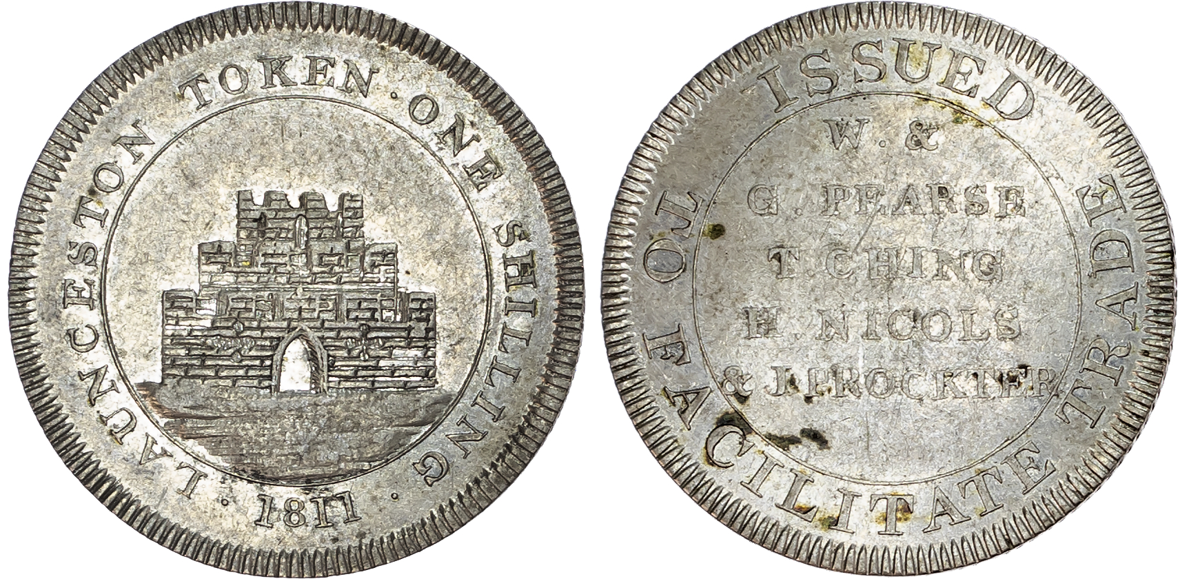 Cornwall, Launceston. W & G Pearse et al., silver shilling, 1811.