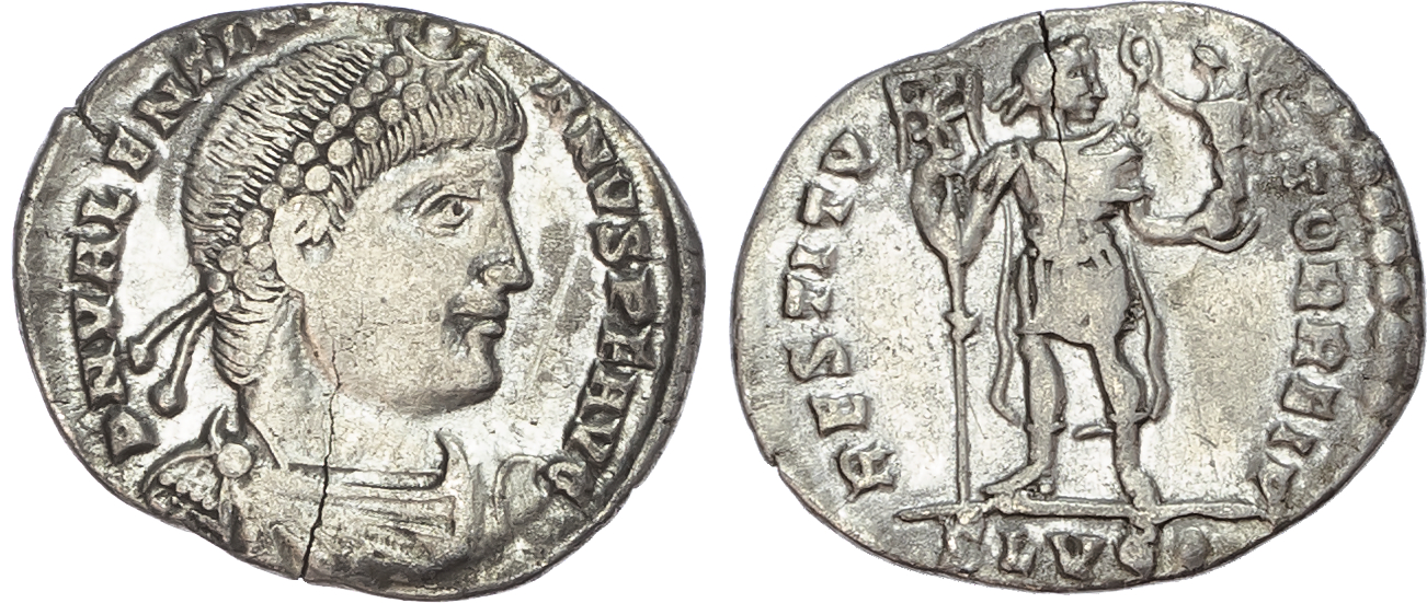 Valentinian I (AD 364-375) AR Siliqua, Lugdunum, 2nd Officina, AD 364-367, 1.78g. 