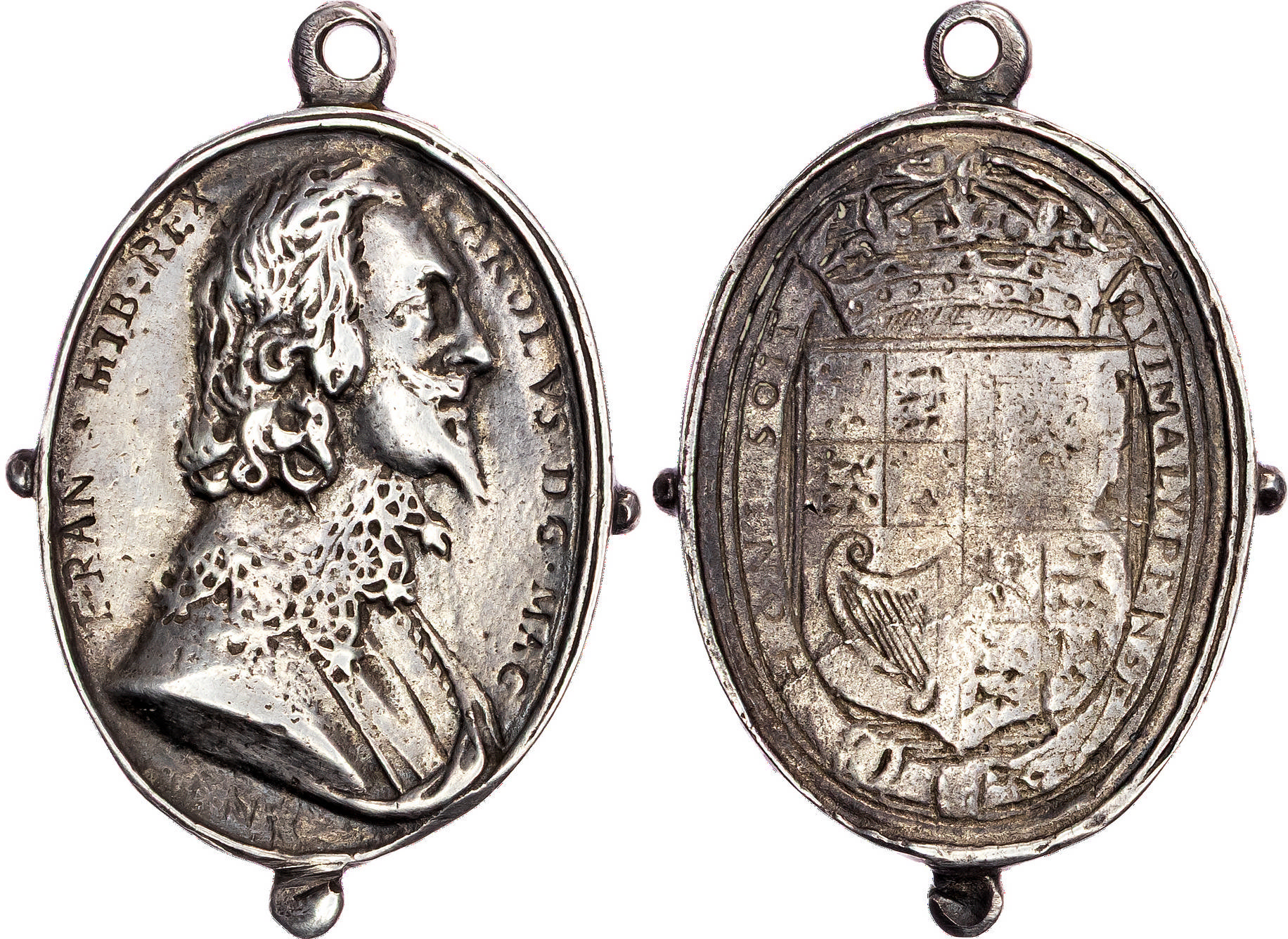 Charles I, Silver Royalist Supporters Badge. Cast Silver Medal n. d. (1649).