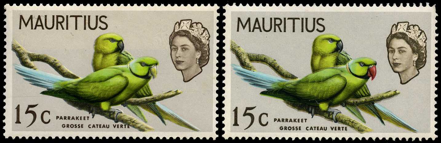 1965 15c Parakeet showing red (beak)...