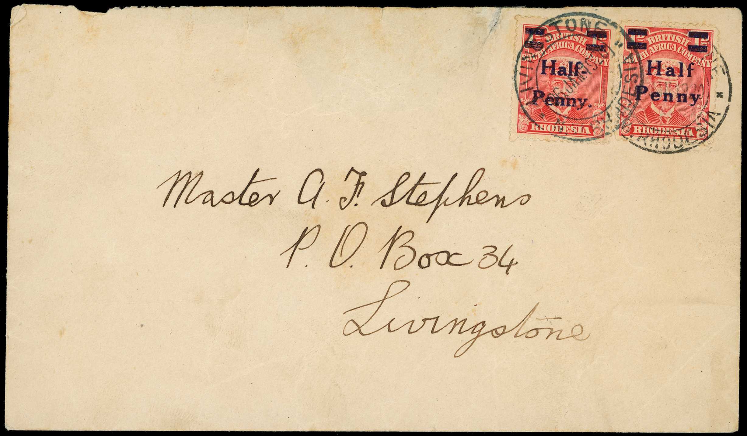 1920 envelope (lightly stained,...