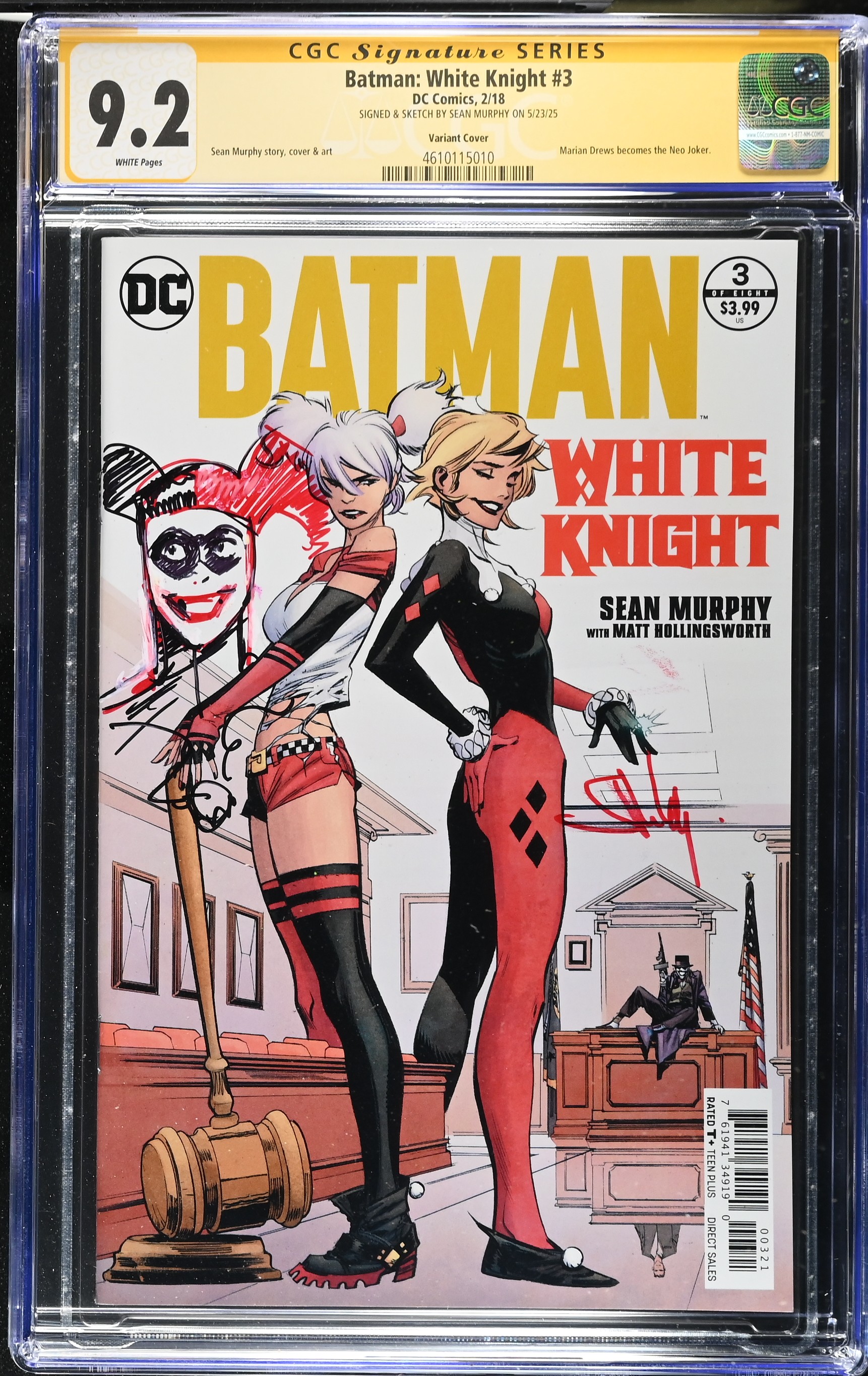 Batman White Knight #3 (DC Comics 2018) CGC 9.2 Signed and remarqued by Sean Gordon Murphy