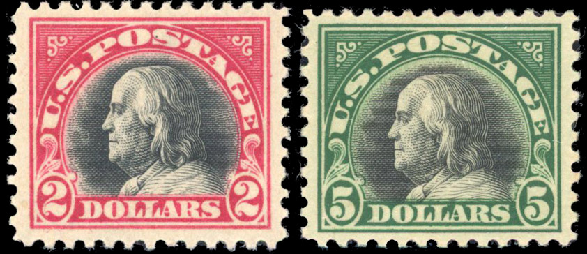 USA 1917-20 $2 and $5 Franklin mint