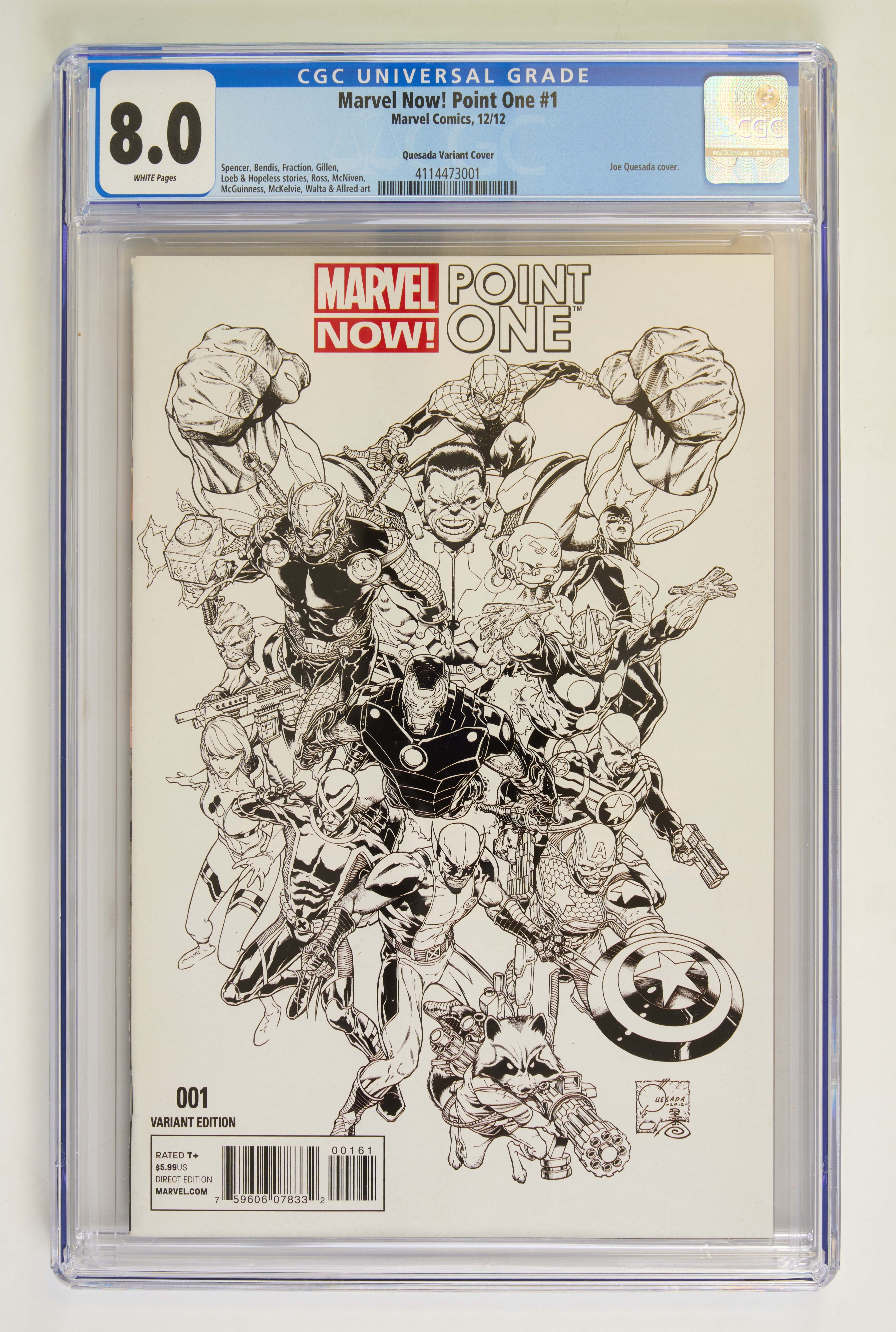 Marvel Now! Point One CGC 8.0 Joe Quesada Variant (Marvel Comics, 2012) White Pages