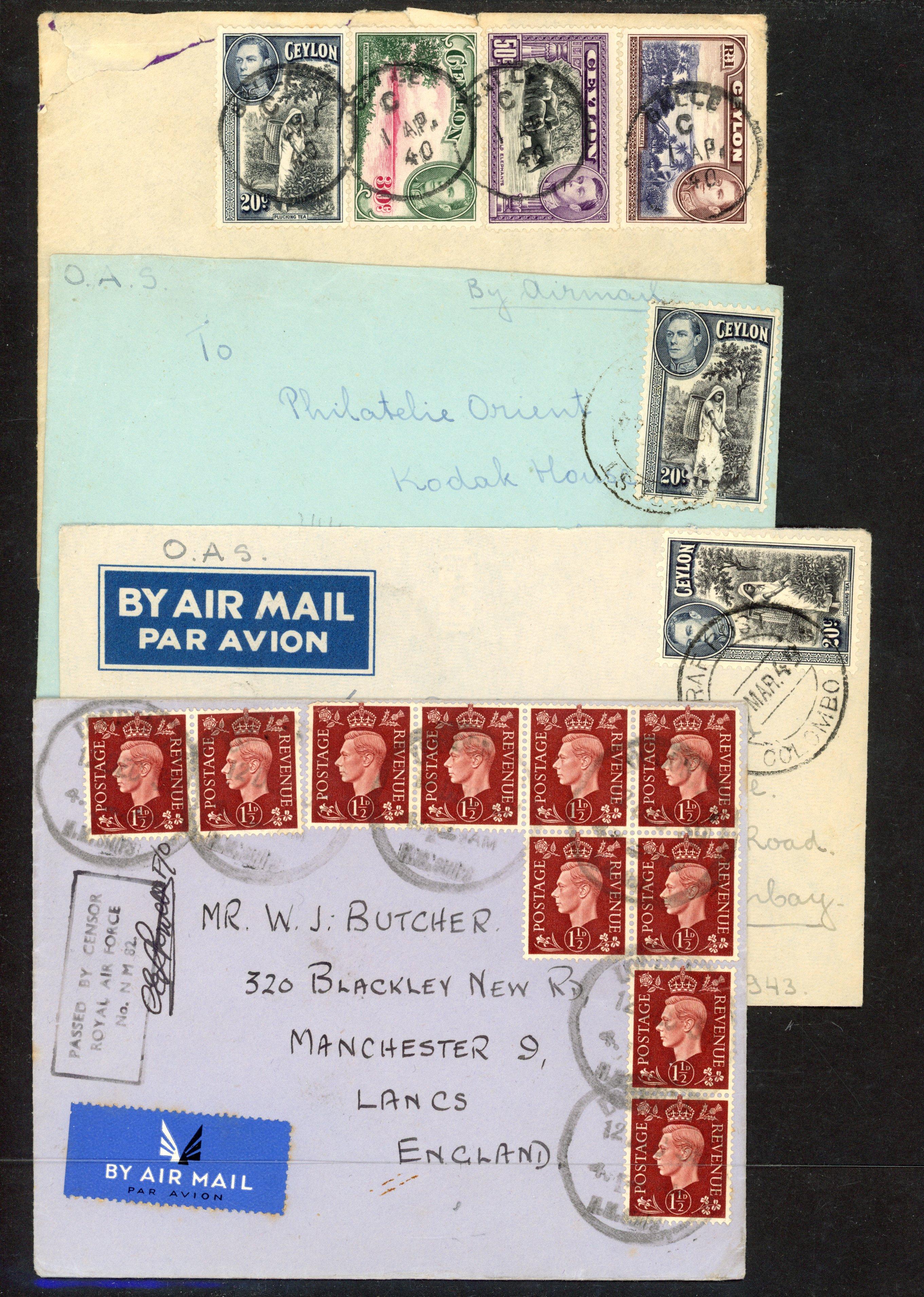 Ceylon WW2 Censored mail