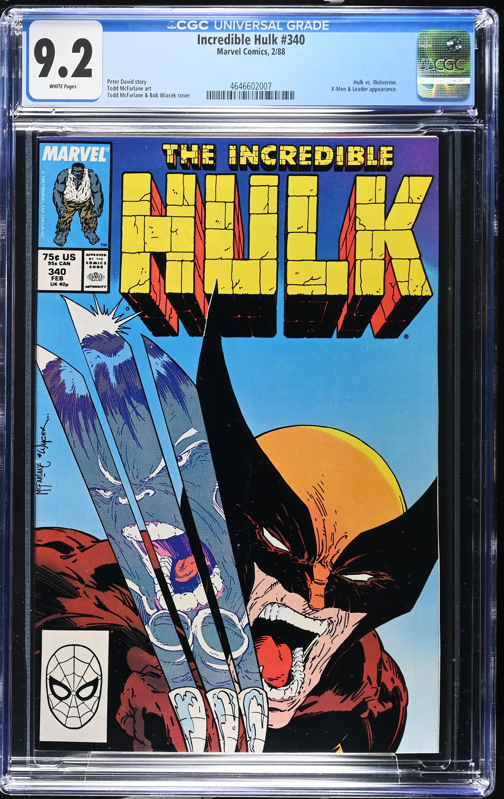 Incredible Hulk #340 CGC 9.2 "Vicious Circle" Iconic Cover By Todd McFarlane (Marvel Comics, 1988) White Pages