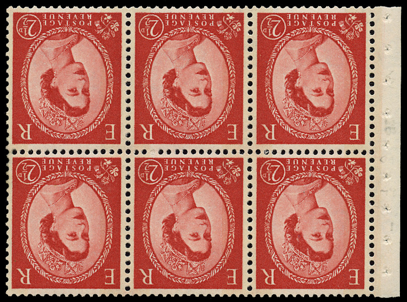 GB 1961  SG614lWi Booklet pane - Wmk. Crowns inverted, Two bands, blue Phosphor