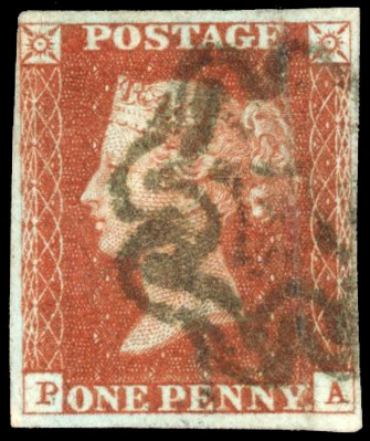 GB 1841 1d red-brown, plate 41 (PA), close to large margins, cancelled by distinctive Kilmarnock black Maltese Cross