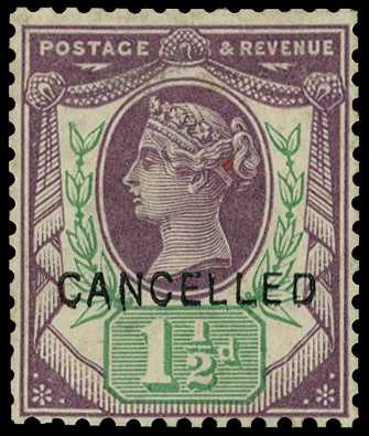1887 1½d dull purple and pale green...