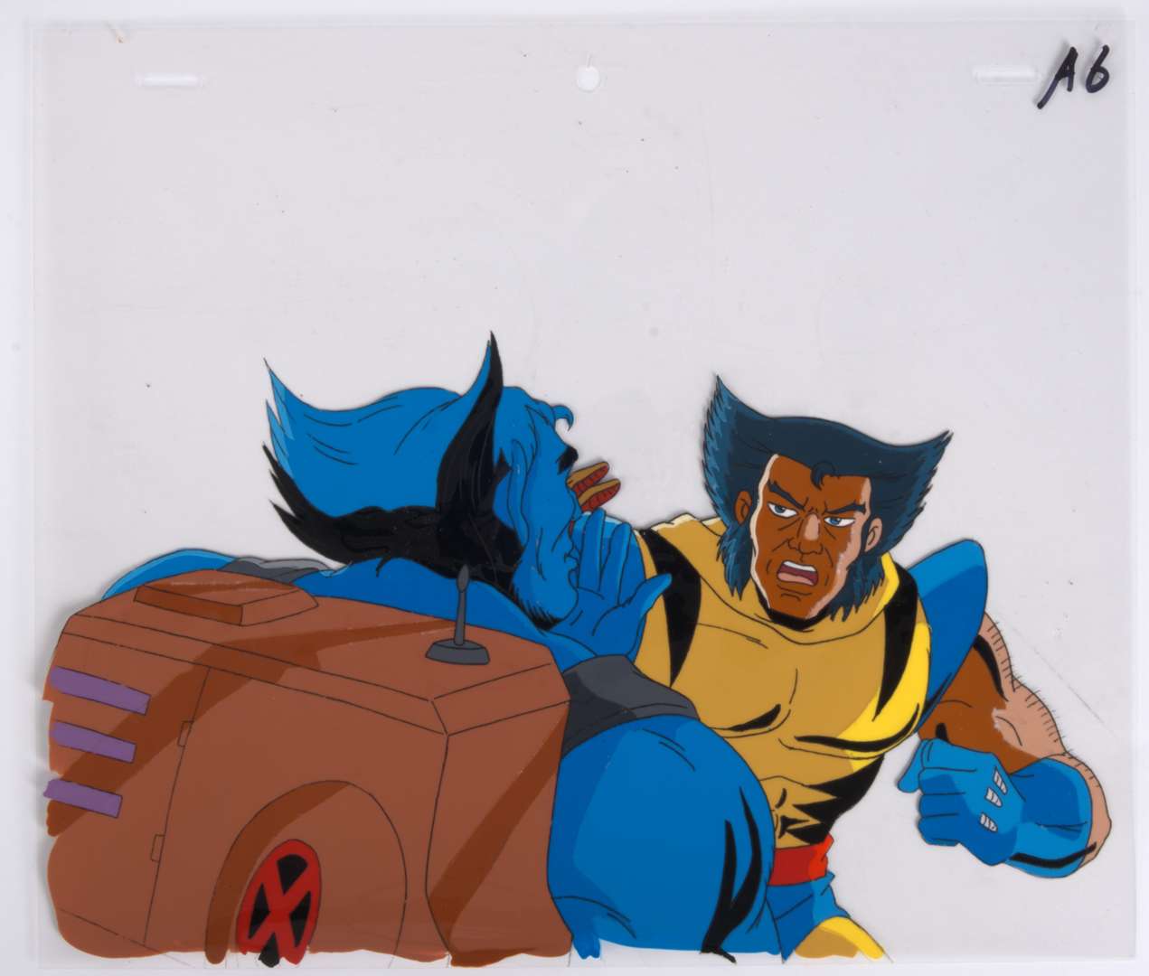 X-Men The Animated Series Original Wolverine and Beast Production Cel (Marvel Studios, 1992-1997)