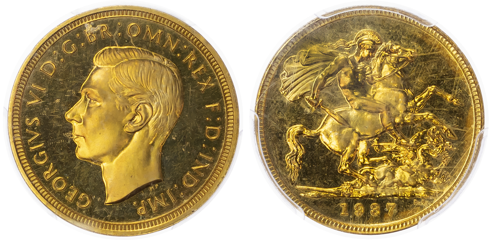 George VI (1936-1952) Proof Sovereign, 1937, PCGS PF65 Cameo.