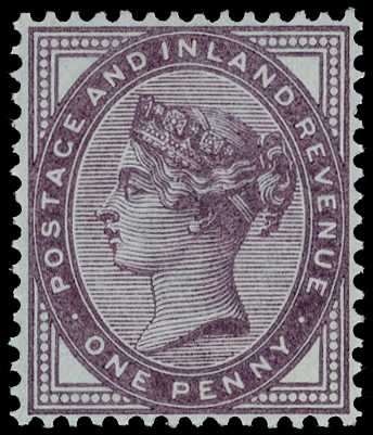 1891 1d deep lilac on blued paper,...