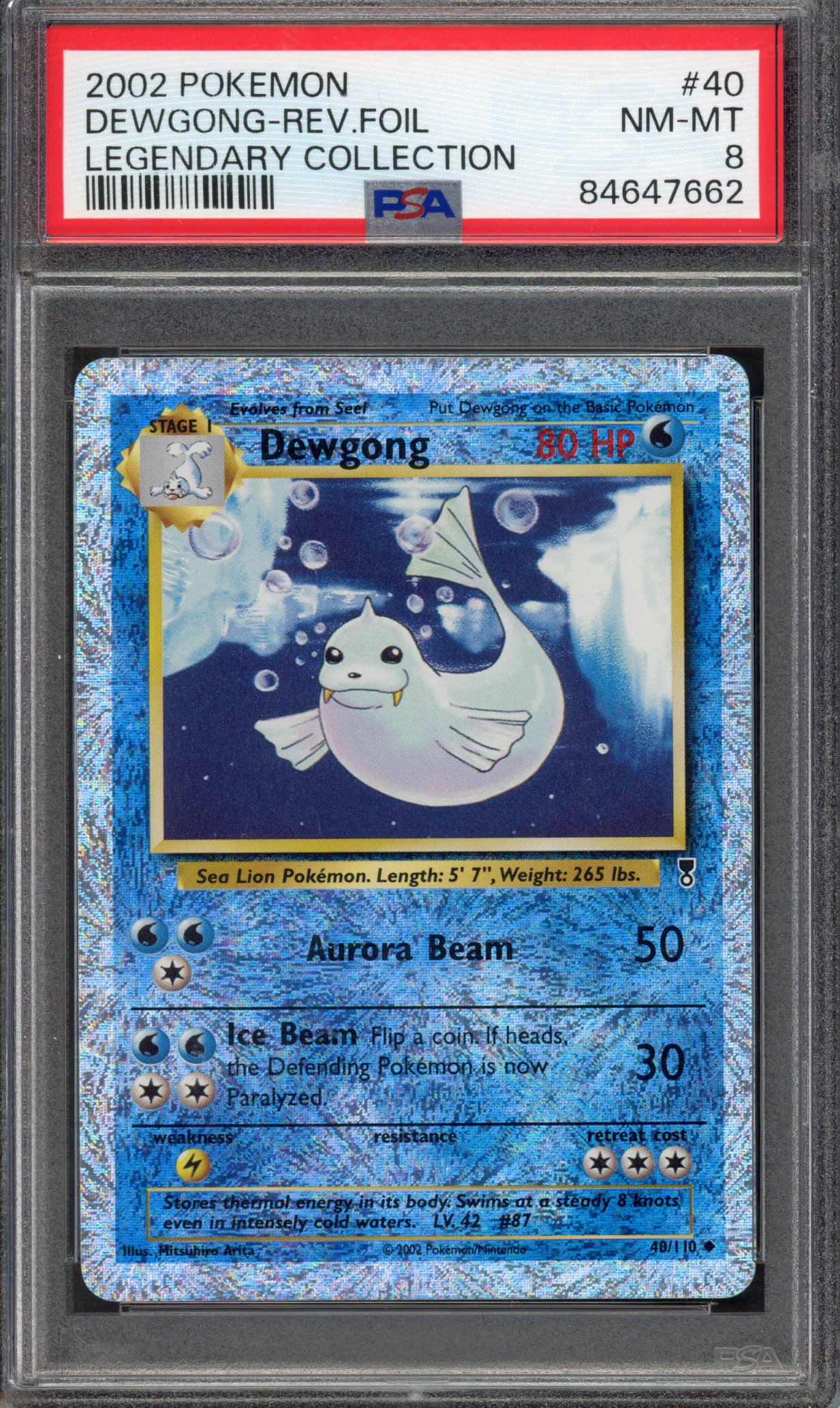 Pokémon TCG - PSA 8 Dewgong - Reverse Foil - Legendary Collection 