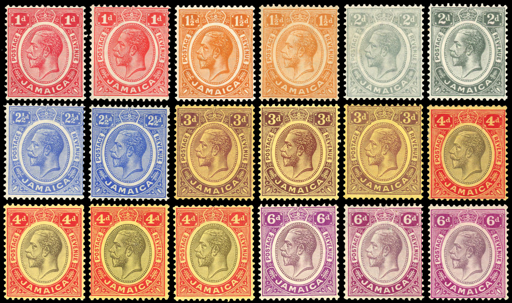 Jamaica 1912-20 set to 5s incl shades