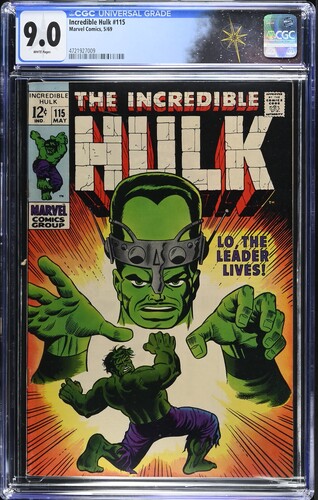 Incredible Hulk #115 CGC 9.0 Stan Lee story Herb Trimpe and Dan Adkins cover and art (Marvel Comics, 1969) White pages