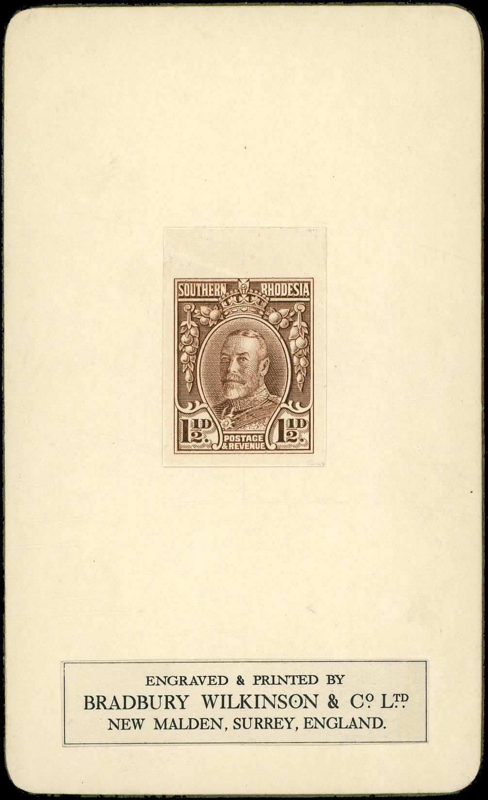 1931-37 Field Marshall 1½d chocolate imperf colour trial