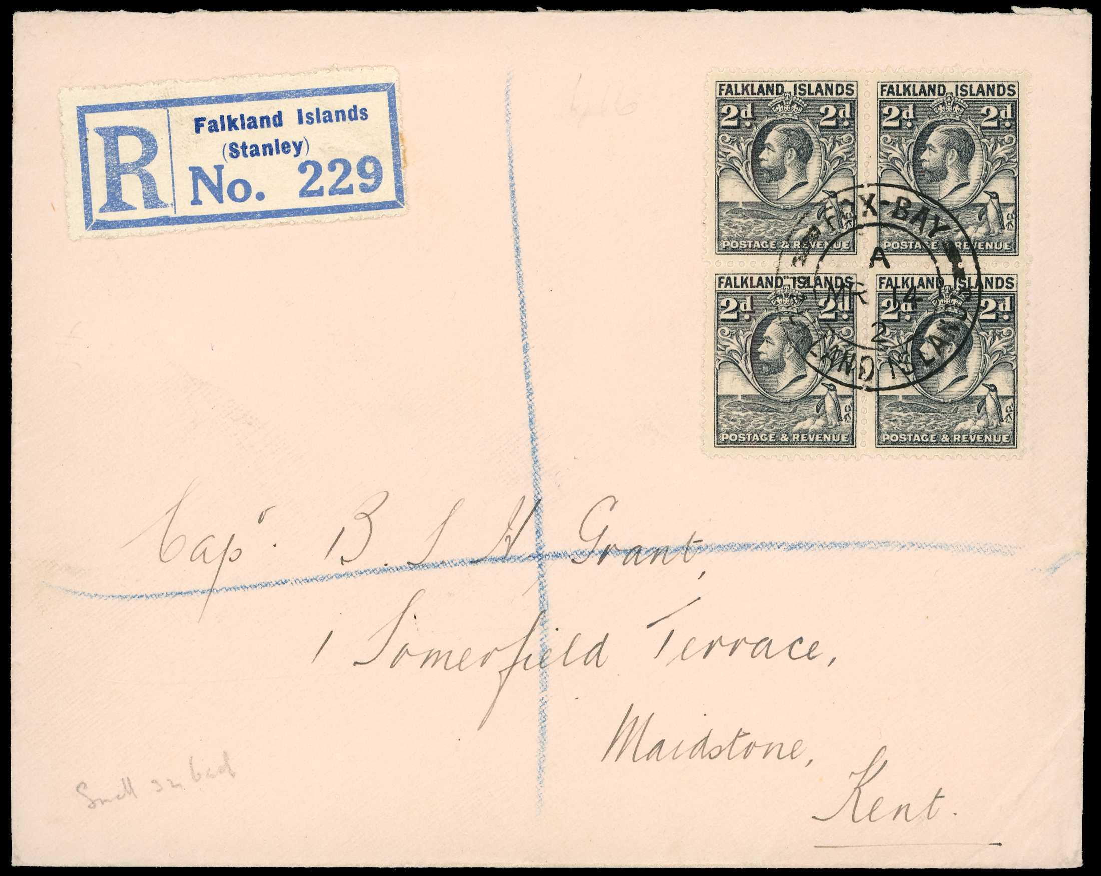 1932 2d grey block of 4, Whale and Penguin...