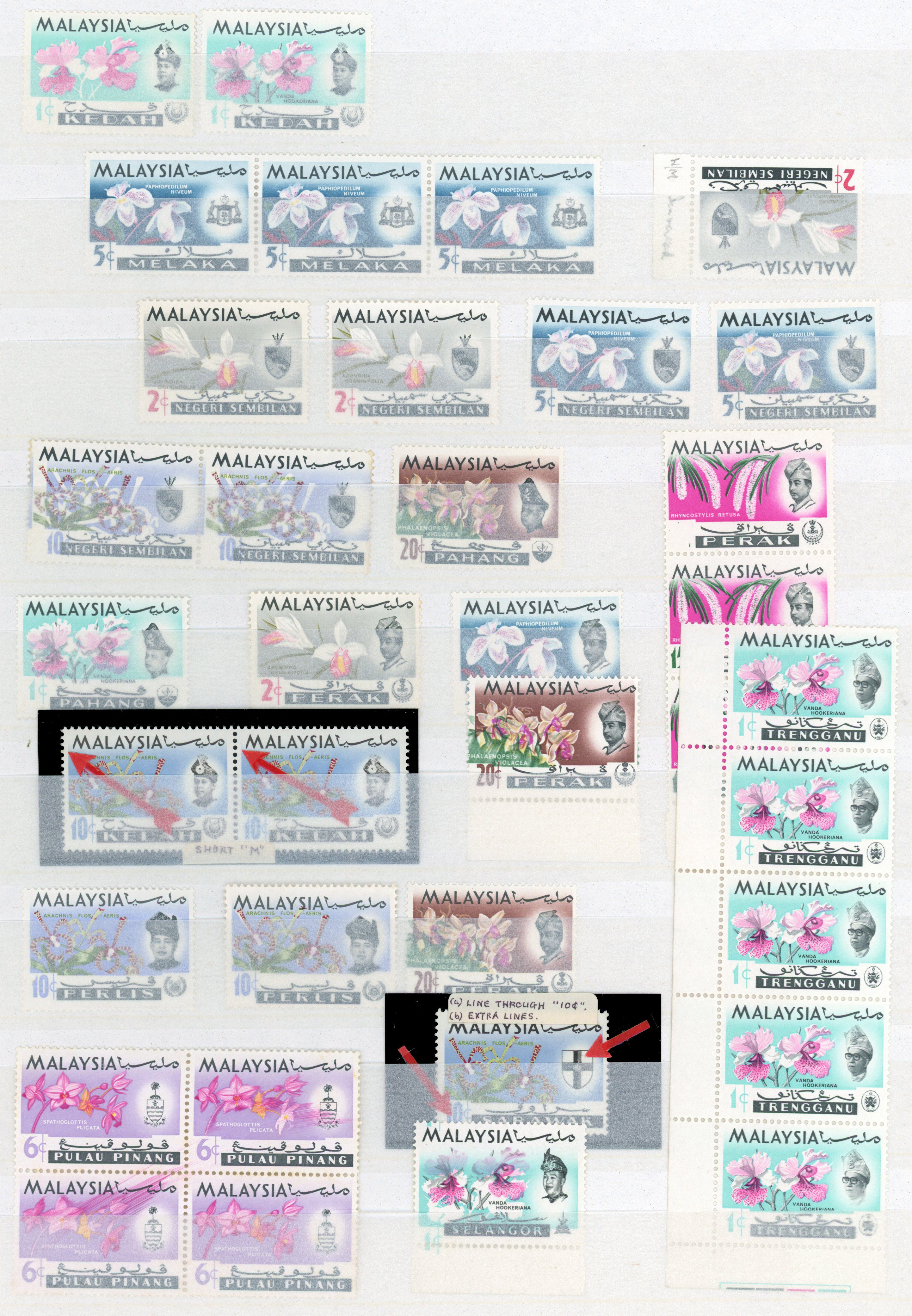 Malaysia 1965 Orchid small unmounted o.g. varieties selection