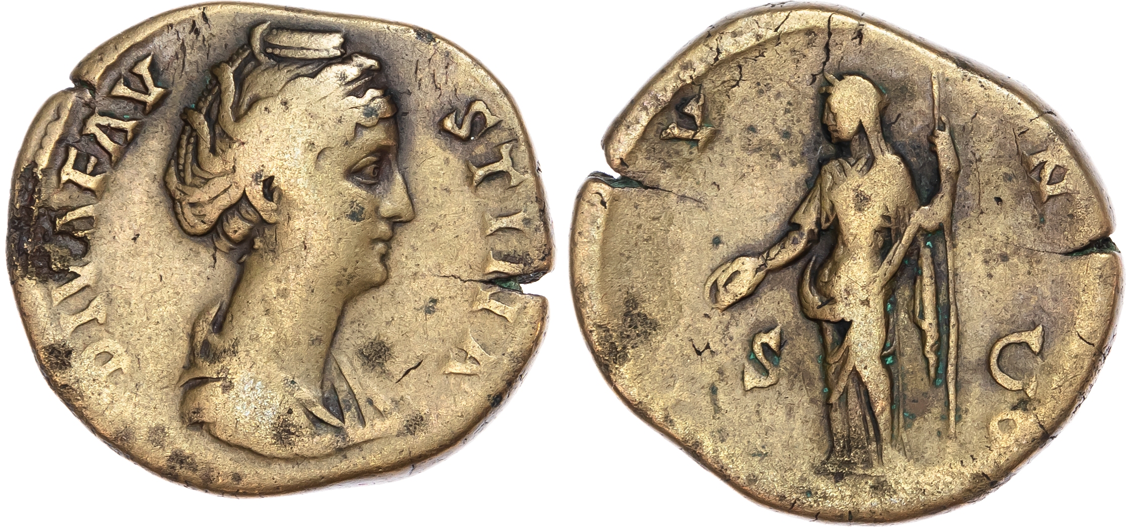 Diva Faustina I (died AD 140) AE Sestertius, Rome, after AD 141, 21.94g. 