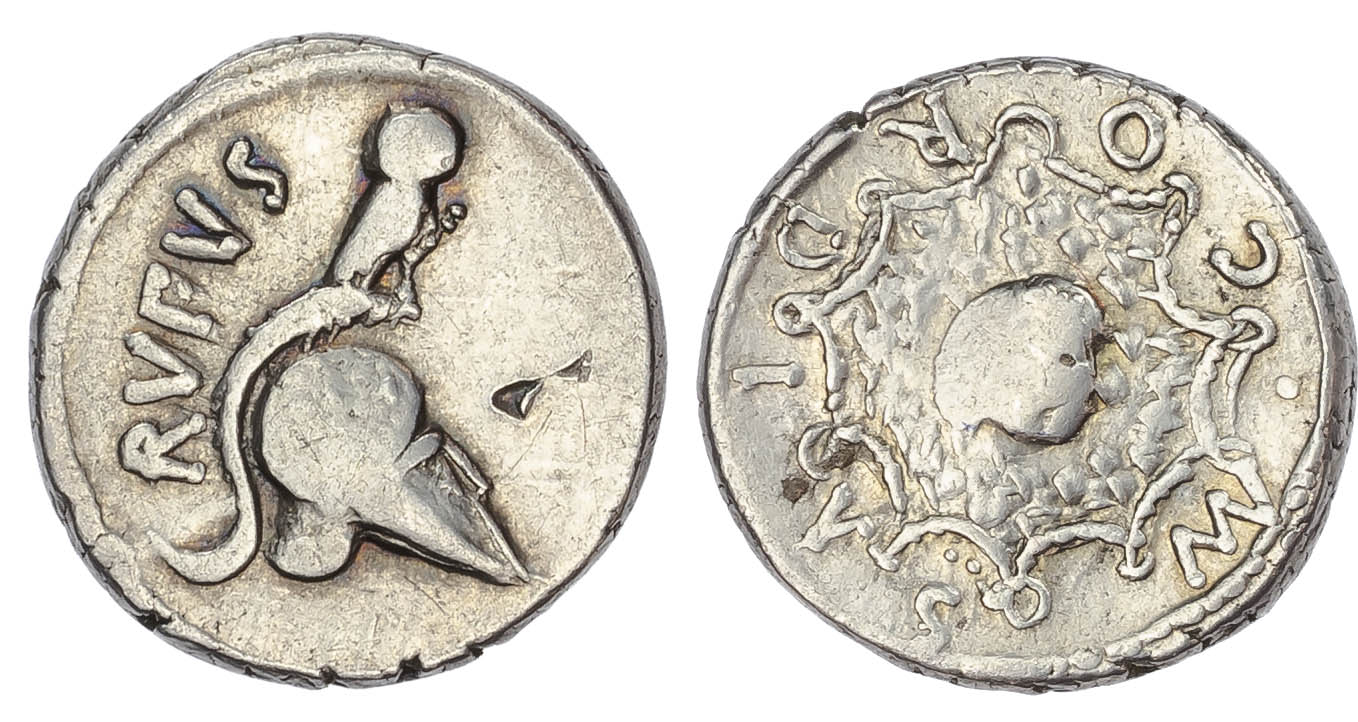 Mn. Cordius Rufus (46 BC) AR Denarius, Rome, 4.08g. 