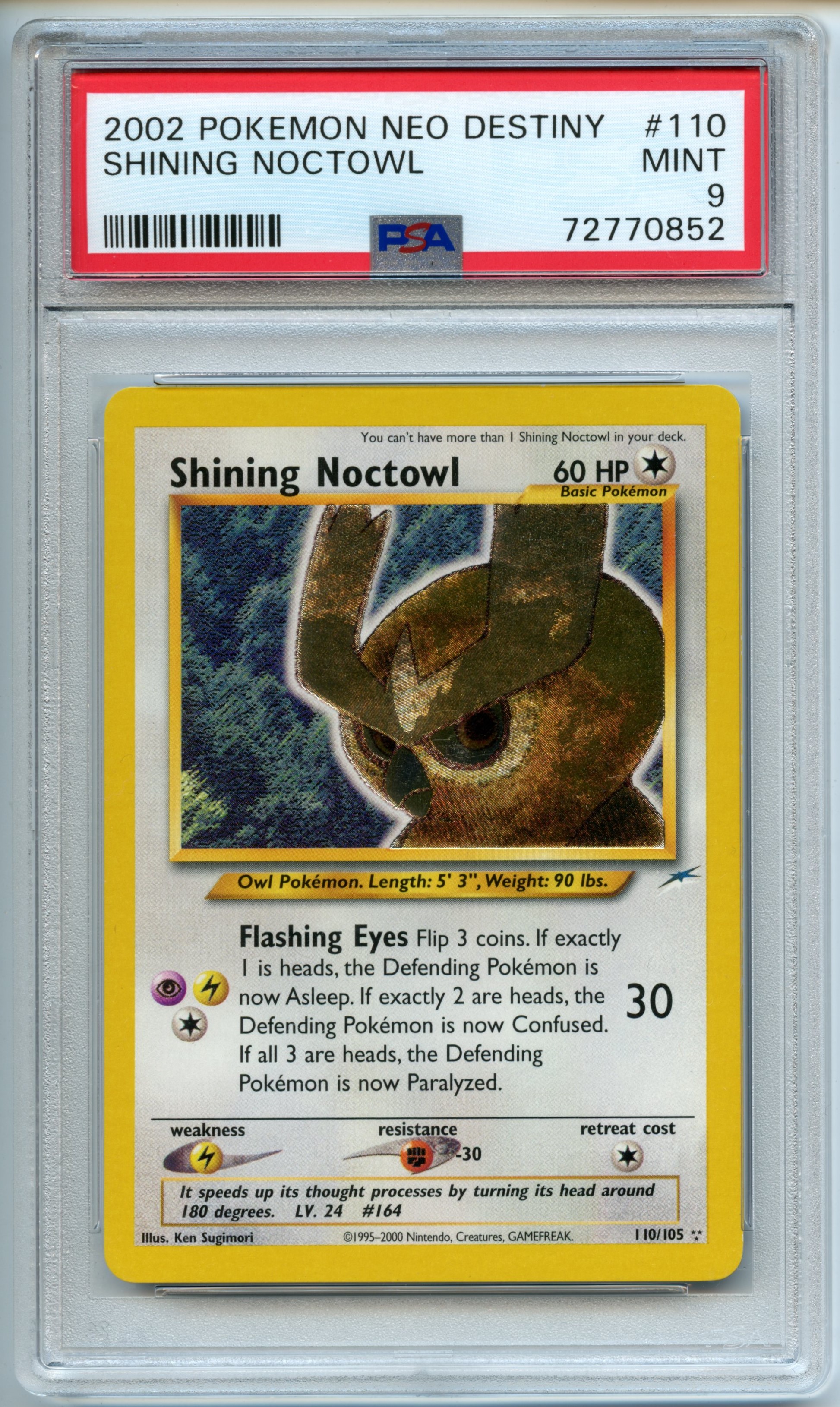 Pokemon TCG - Shining Noctowl - Neo Destiny - PSA 9