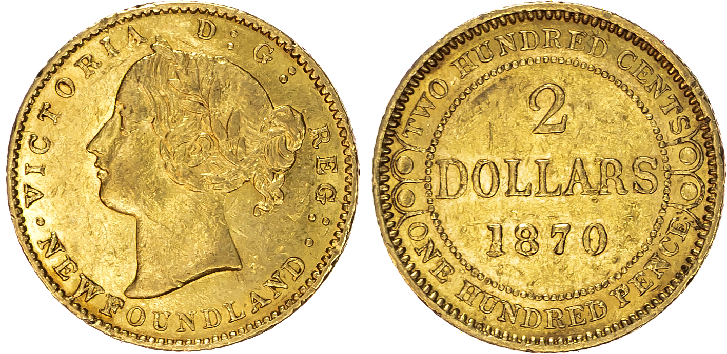 Canada, Newfoundland, Victoria (1839-1901), gold 2 Dollars, 1870