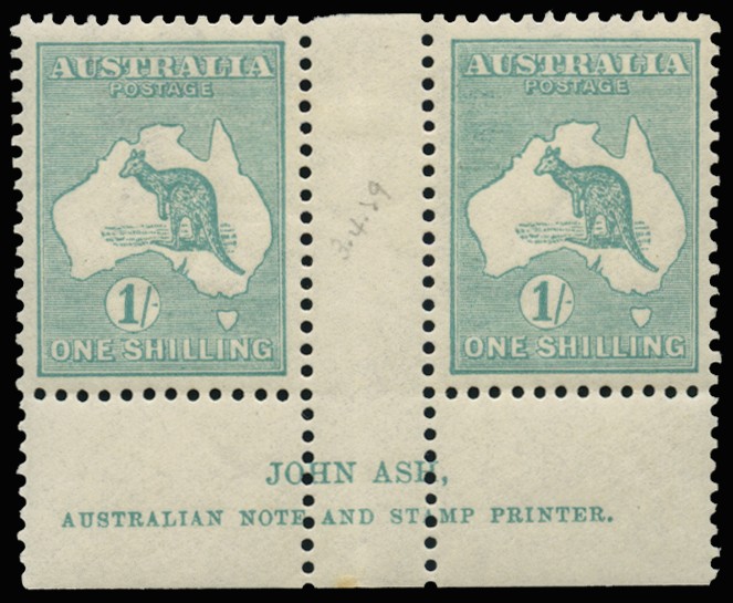 1915-27 1s blue-green, die IIB, wmk 6, lower...