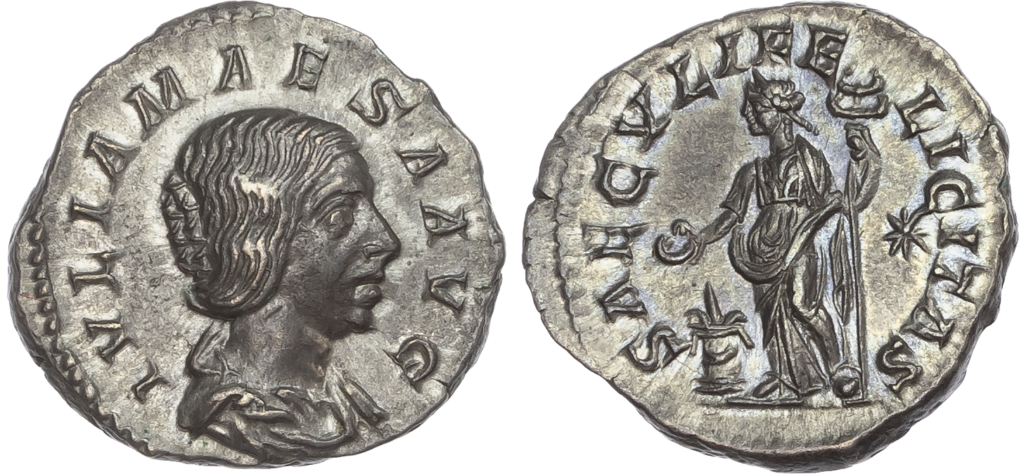 Julia Maesa, grandmother of Elagabalus (AD 218-224/5) AR Denarius, Rome, AD 218-222, 3.58g. 