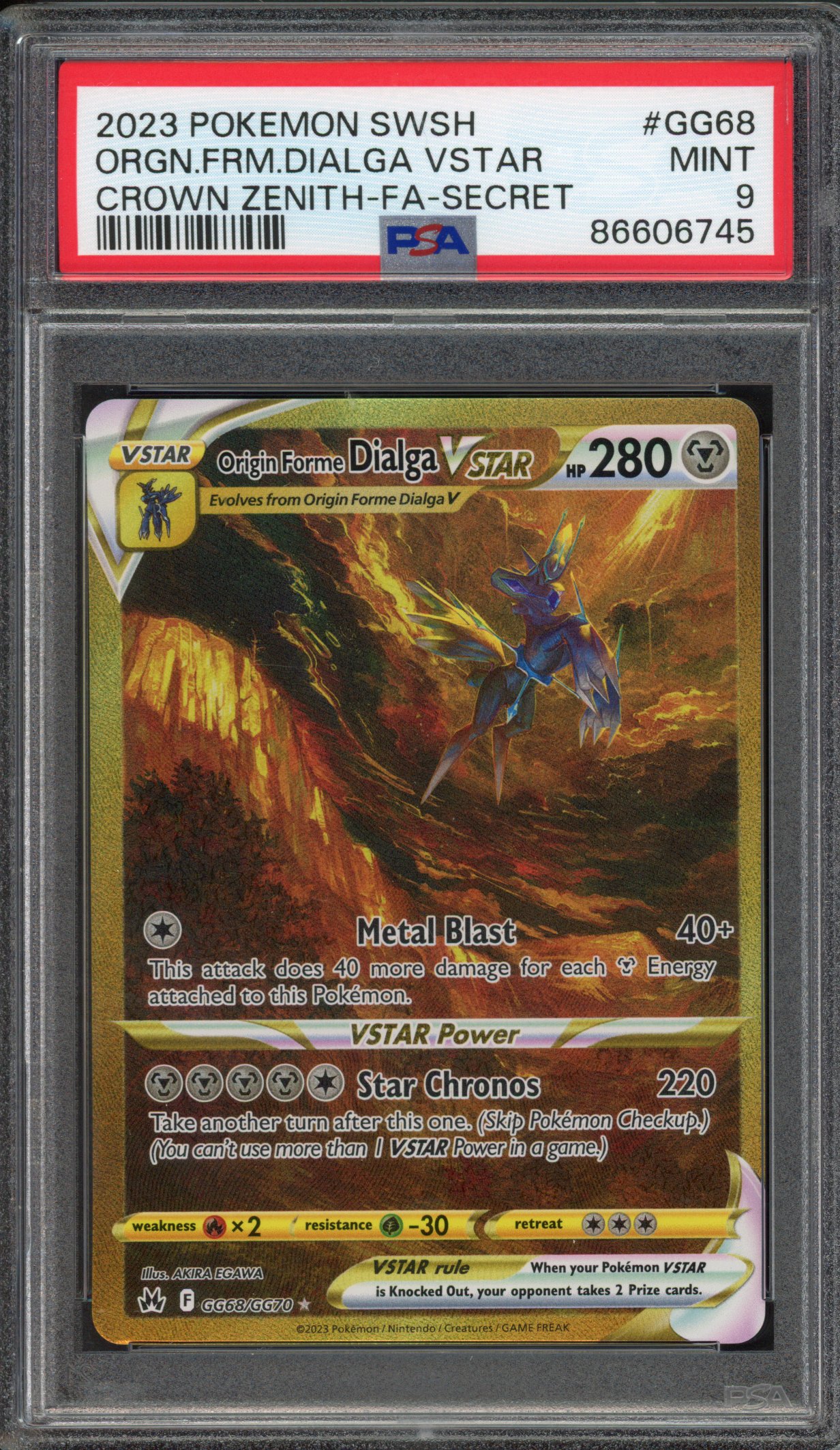 Pokémon TCG - PSA 9 Origin Forme Dialga VStar - Crown Zenith-FA-Secret 2023