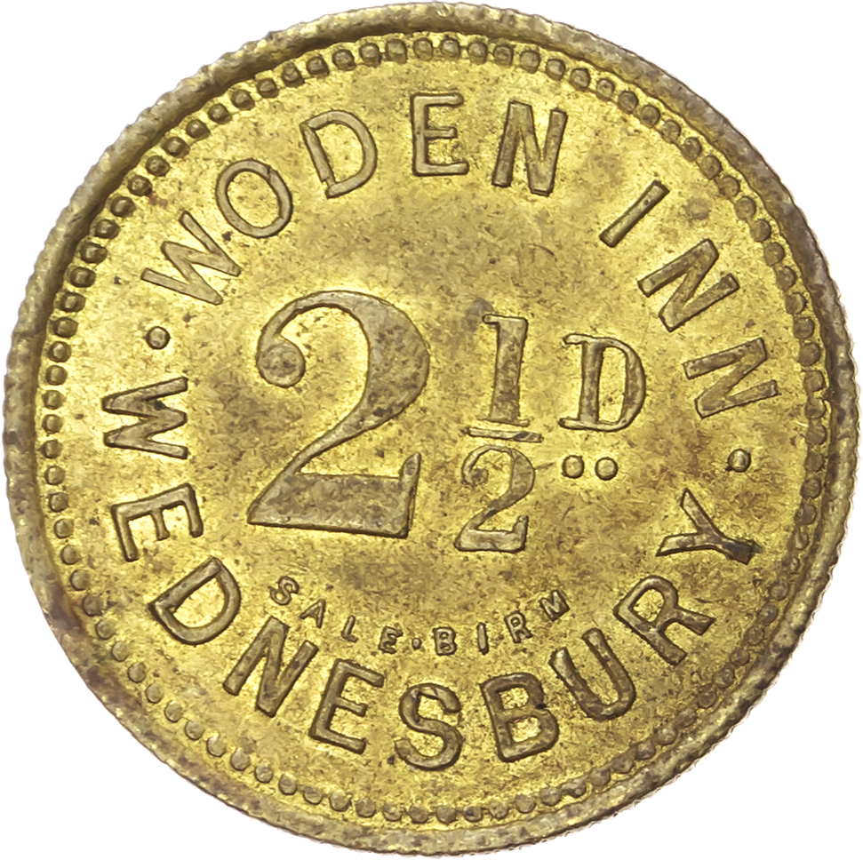 Lot of 4 coins - West Mids . Sandwell Wednesbury, Great Western Hotel 3d. 26.5mm. William Sheldon. gVF; Green...