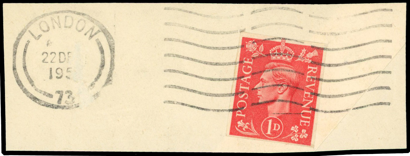 1941 1d Pale scarlet imperforate single used (SG486b, Type II)