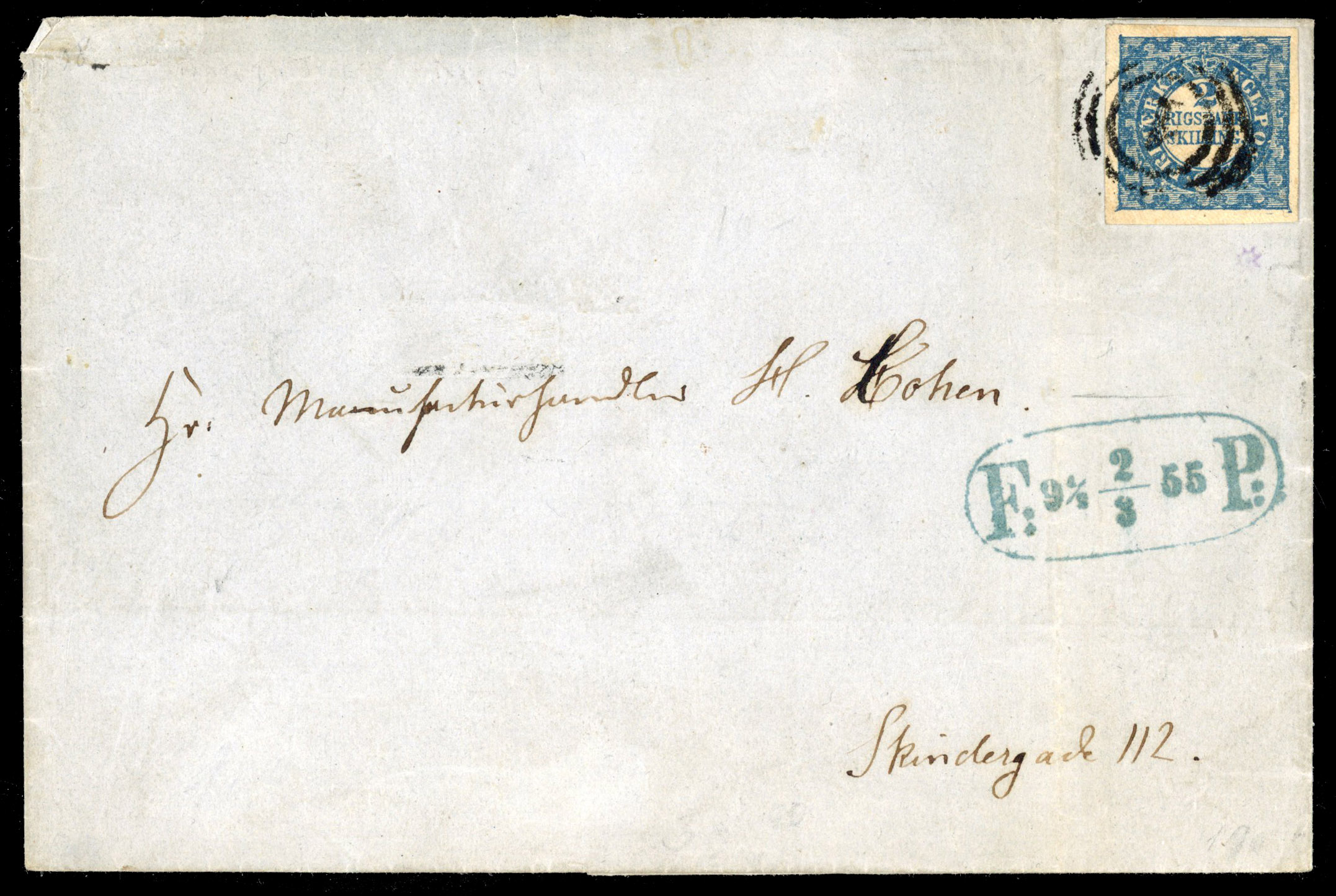 Denmark 1852 2sk outer letter sheet 