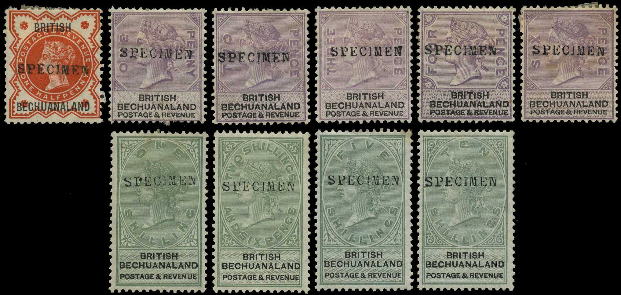 1888 part set of ten values to from ½d...
