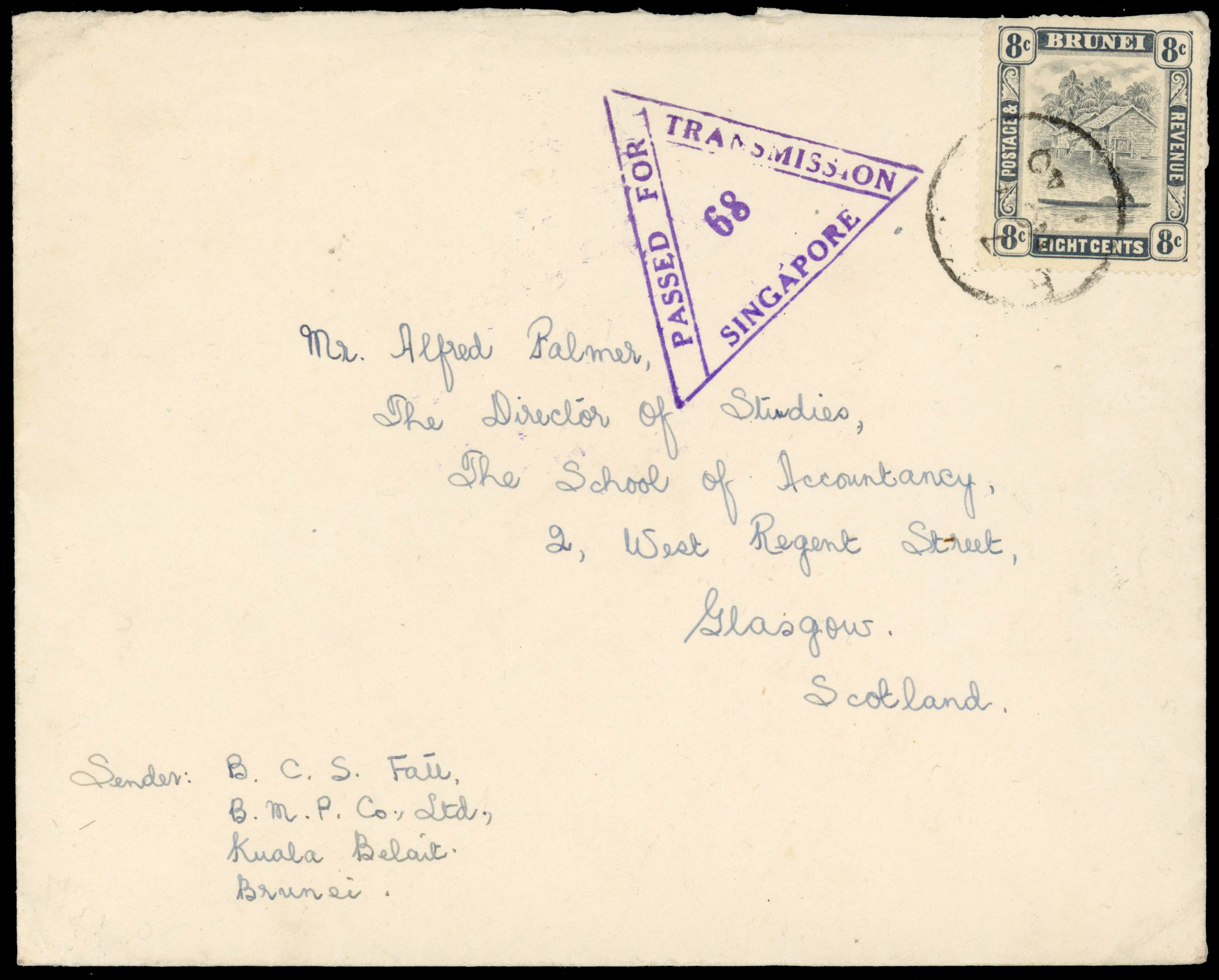 Brunei 1939-40 pair of Censor covers