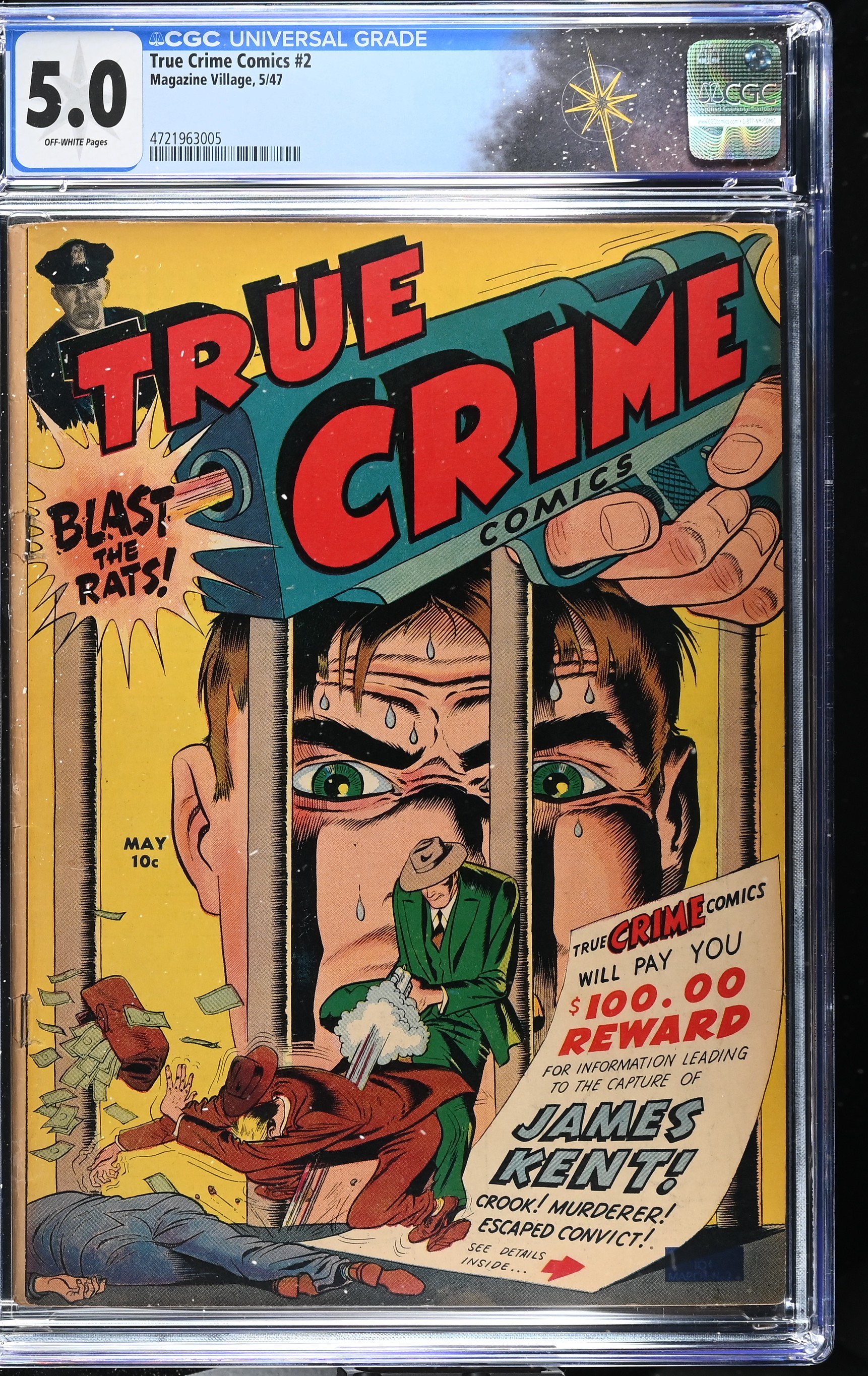True Crime Comics #2 CGC 5.0 1st Issue of This Title Cover by Jack Cole (Magazine Village, 1947) Off-White Pages