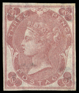 GB SG 78a 1862 3d rose Plate 3 imperforate, mint