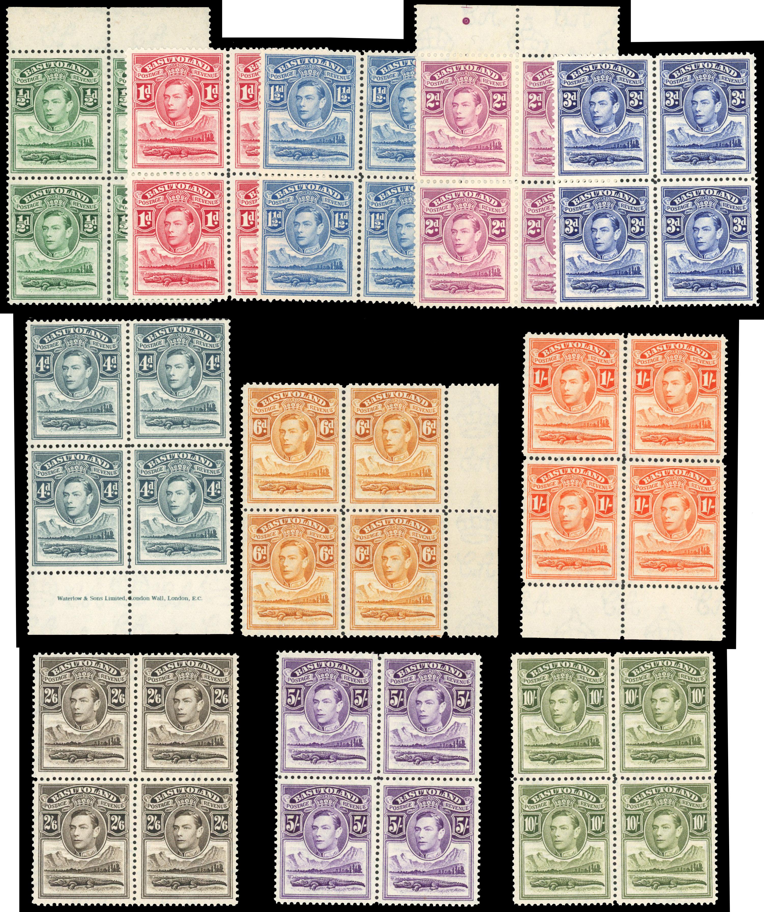 Basutoland SG 18-28 blocks mint