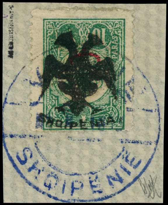 1913 10pa blue green, double headed eagle...