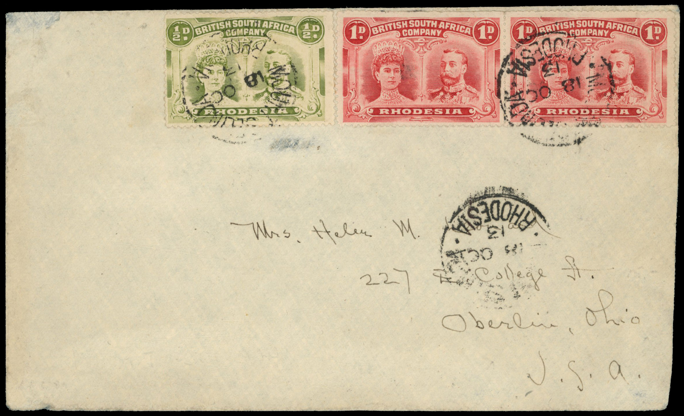 ½d and 2 x 1d on cover to Ohio