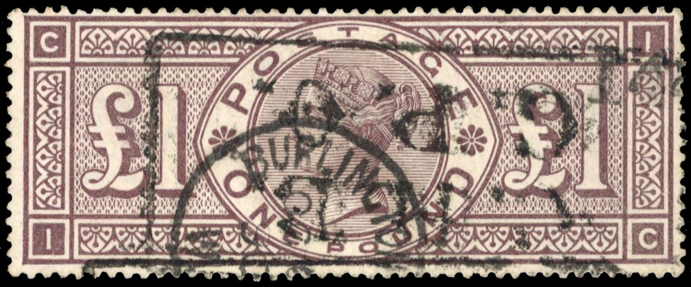 1884 £1 brown-lilac, watermark Three Imperial Crowns, ironed out vertical crease al left still a collectable  example SG 185