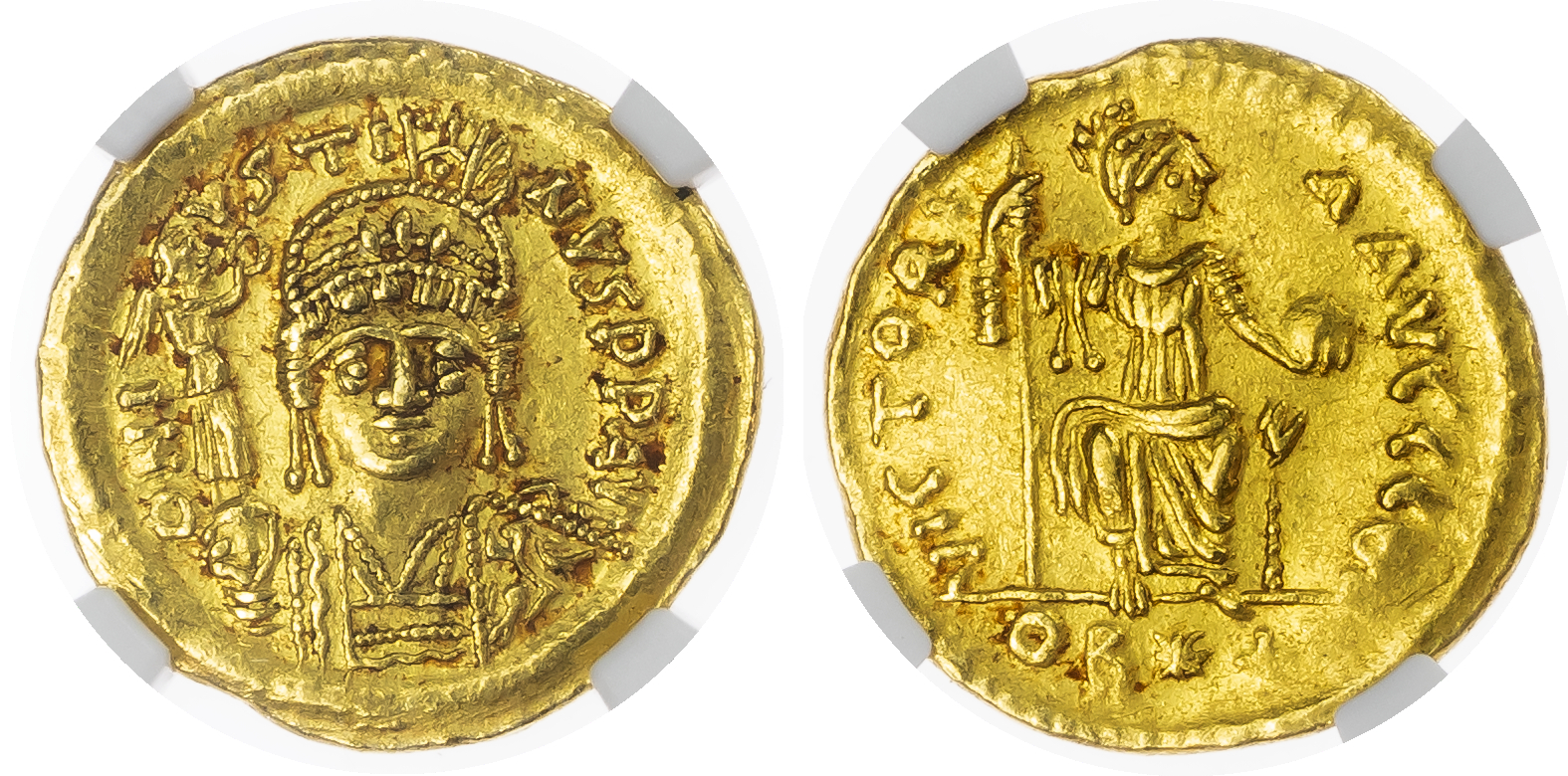Justin II (AD 565-578) AV Solidus, mint of Antioch (?), lightweight issue of 22 siliquae, 4.31g.