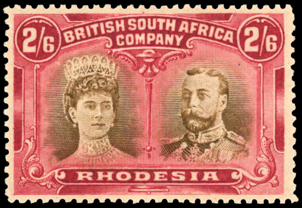 SG 156a 2s6d bistre-brown and crimson, #2 gash in ear mint