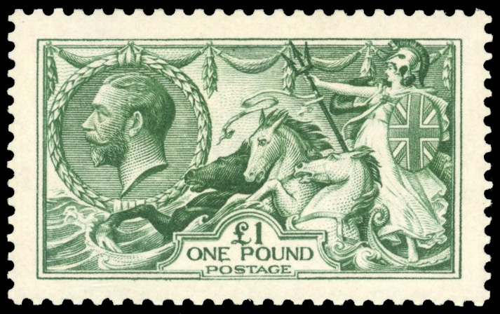 Great britain 1913 £1 green large part o.g.