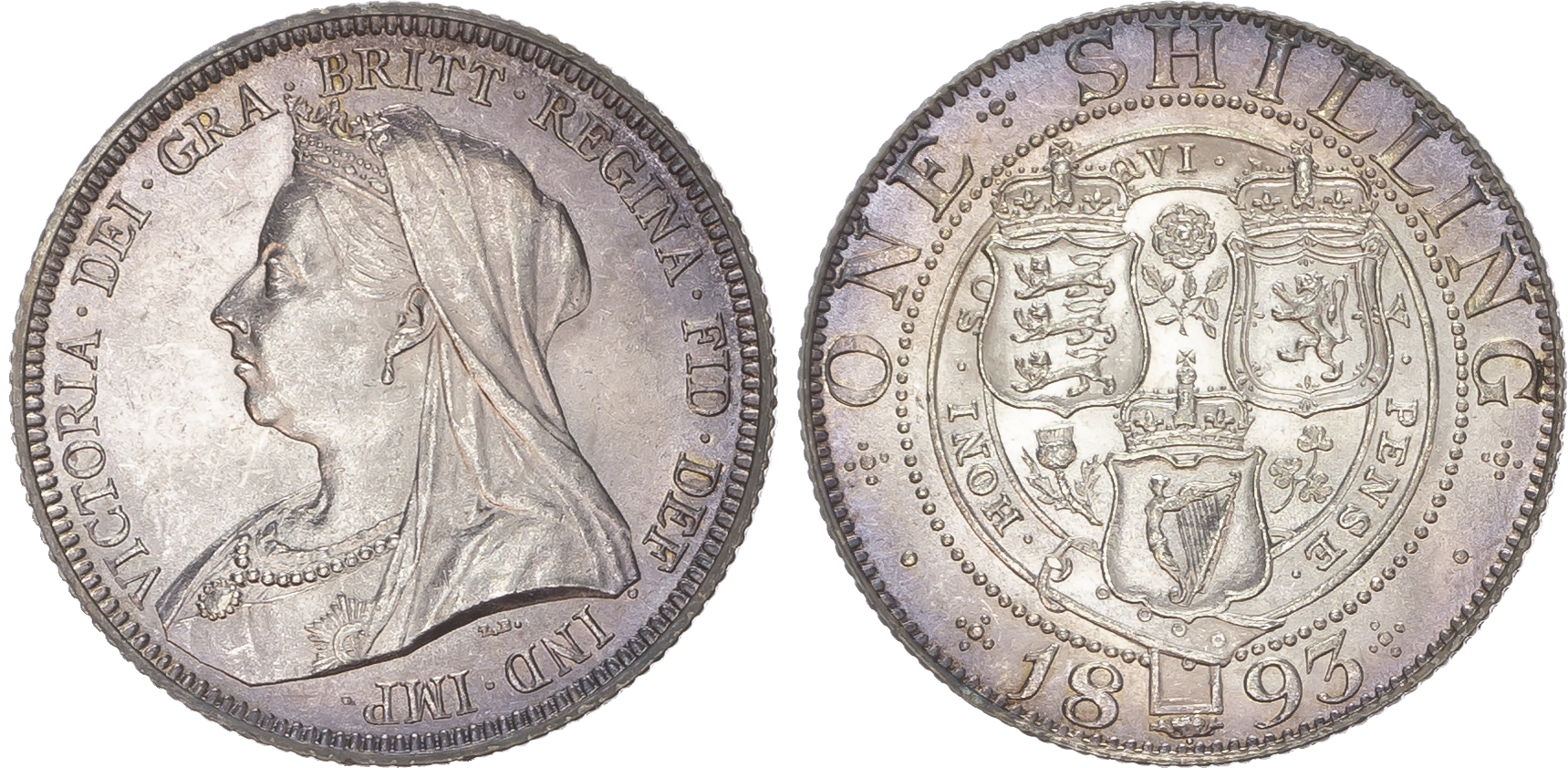 Victoria (1837-1901) Shilling, 1893, small lettering, small rose.