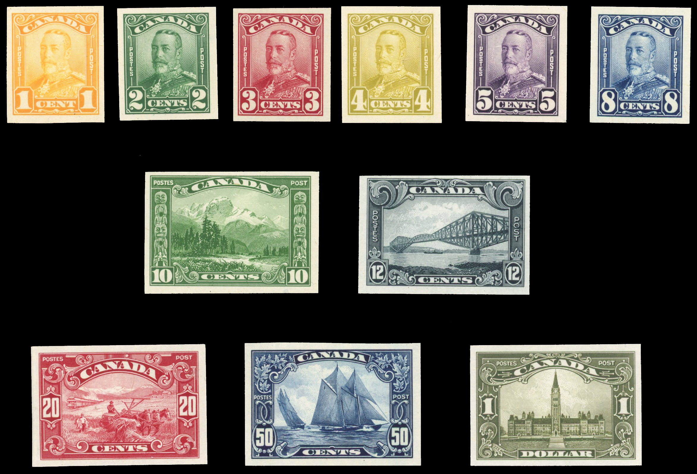 Canada 1928 Scroll set of 11 plate proofs